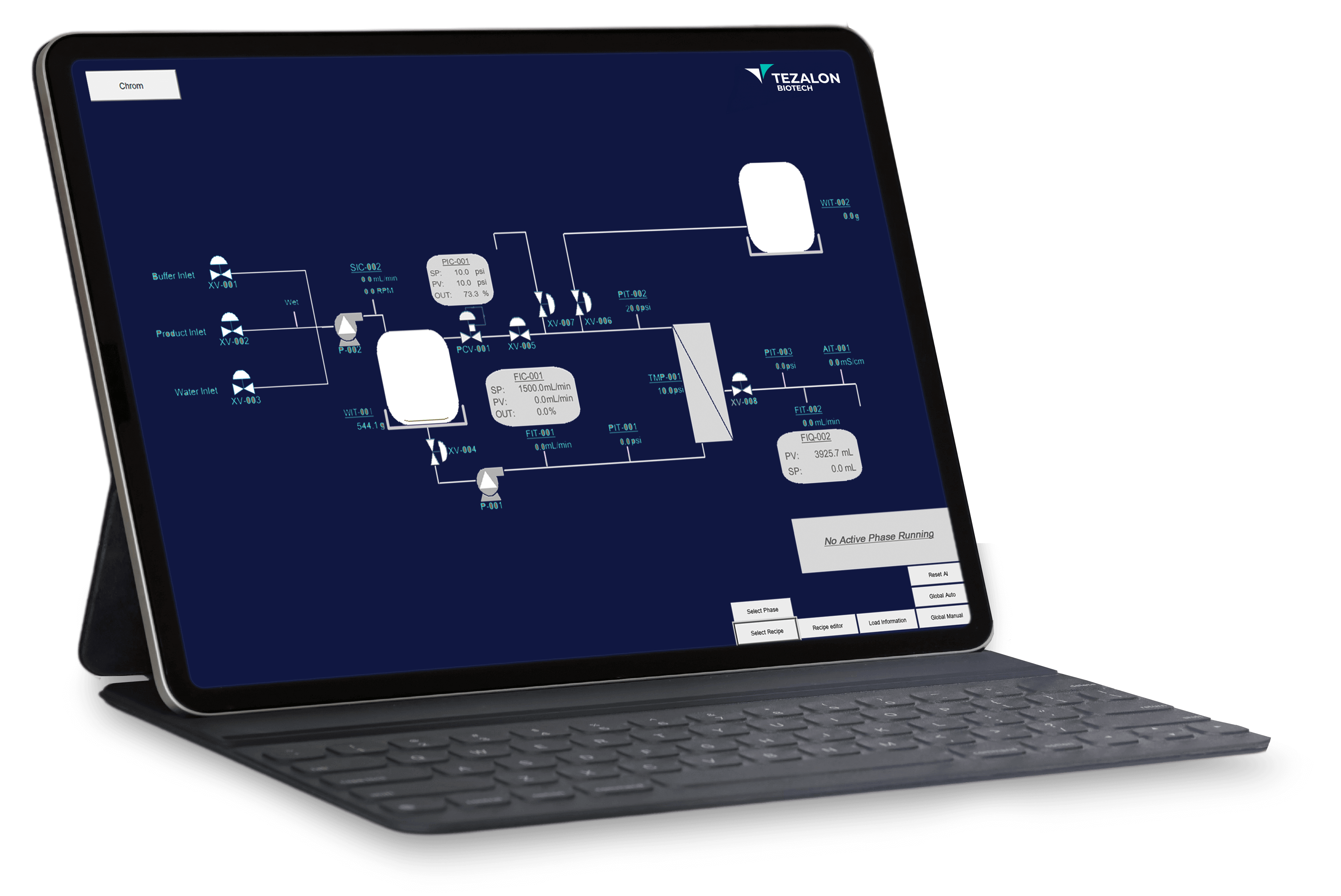 Tangential Flow Filtration (TFF) System Control Screen